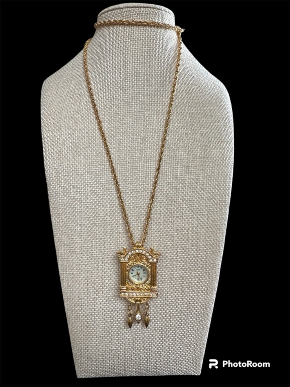 Vintage W. Lind 14KGE Cuckoo Clock Pendant Watch Necklace